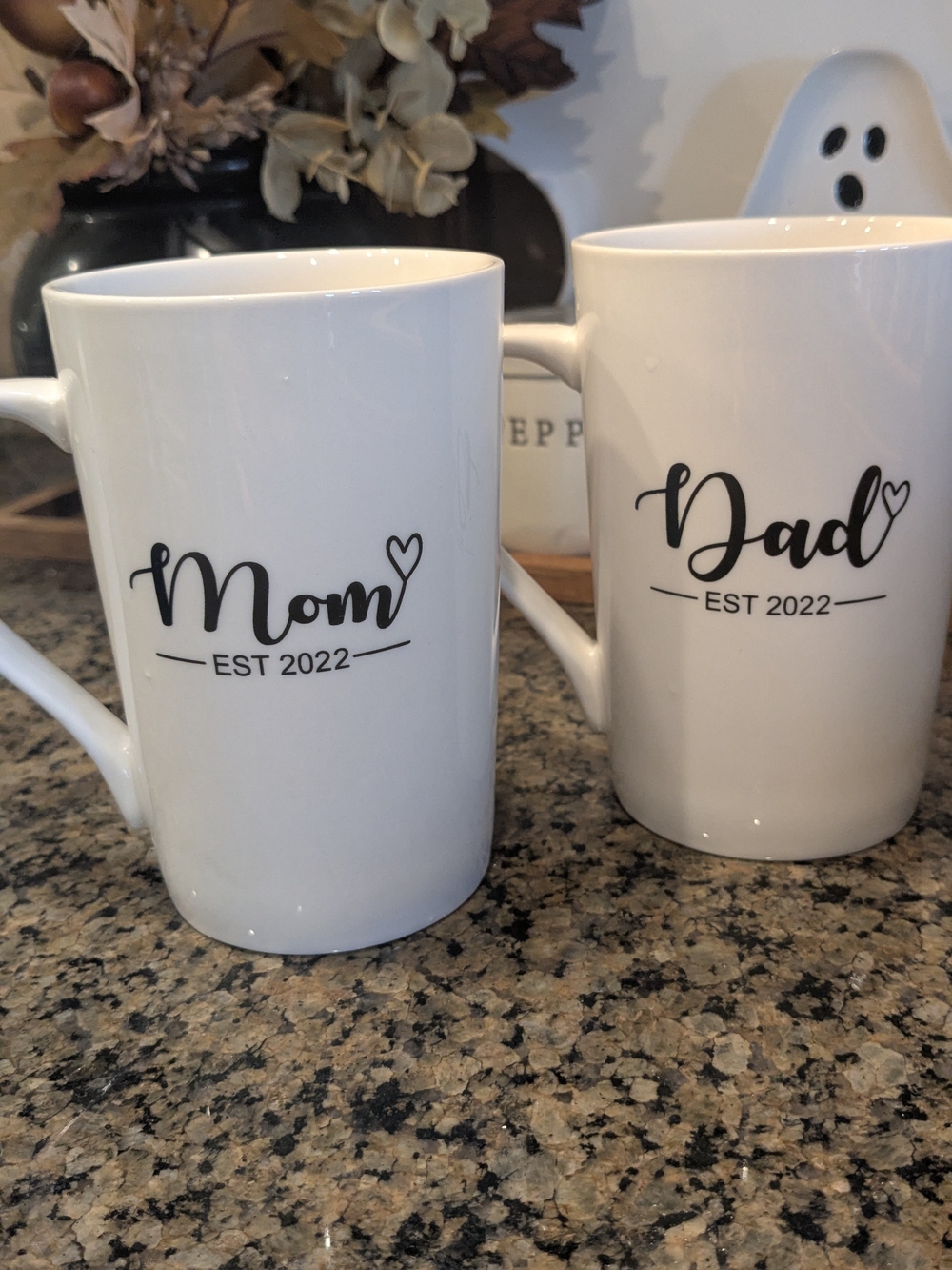 Mom & Dad EST 2022 White Ceramic Mug Set